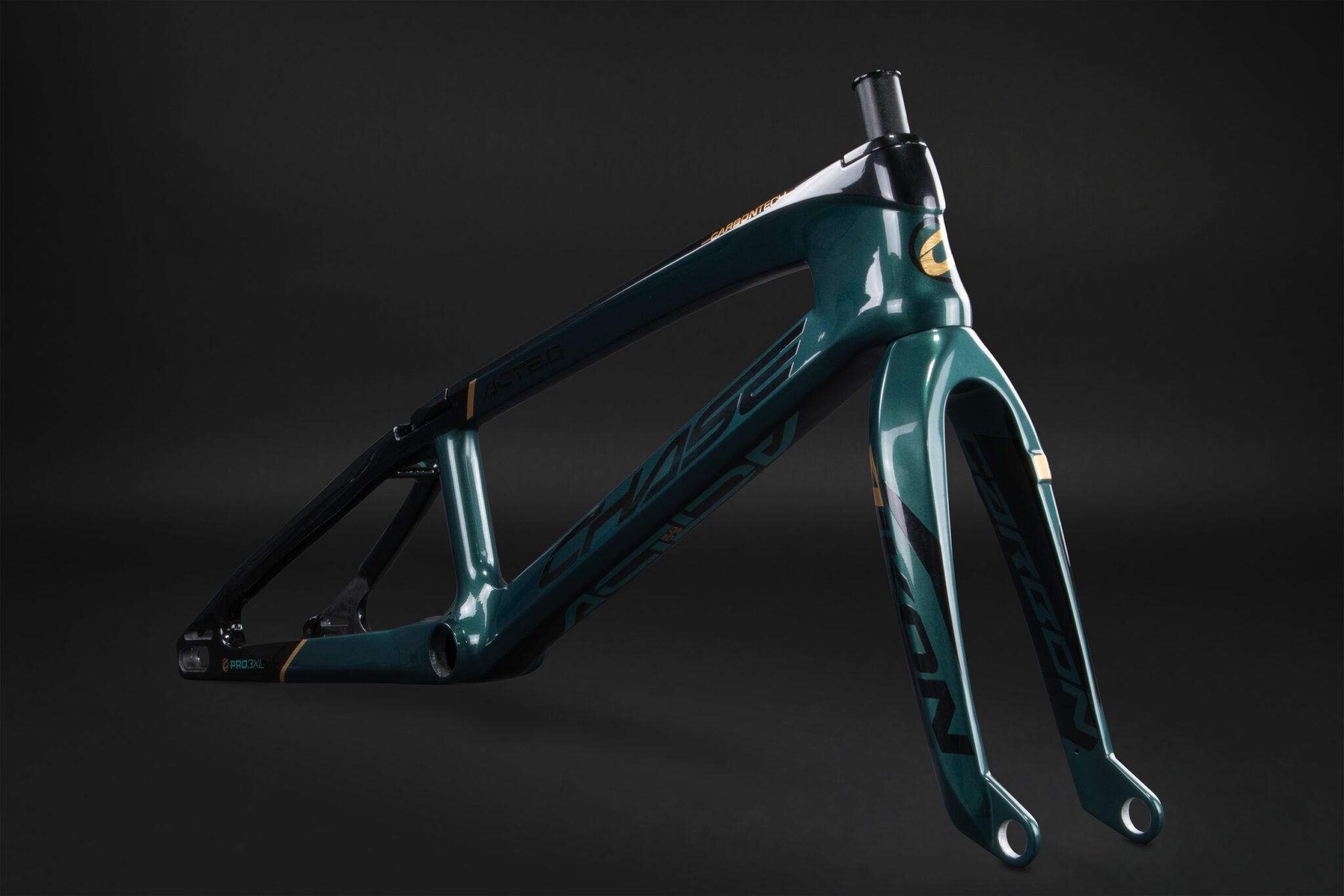 Chase ACT 2.0 Carbon BMX Race Frame | Deep Green / Black / Gold