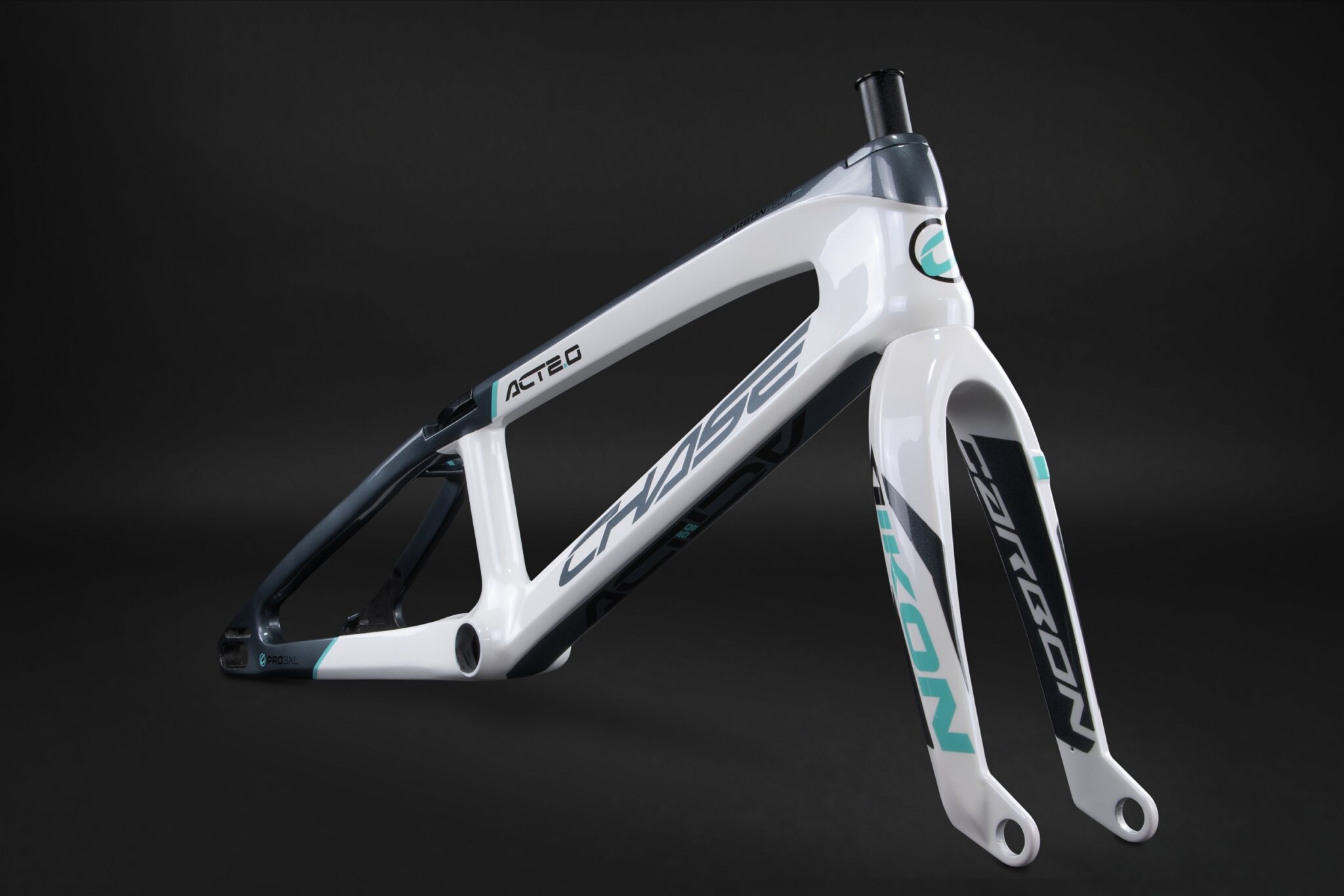 Chase ACT 2.0 Carbon BMX Race Frame | White / Silver / Teal