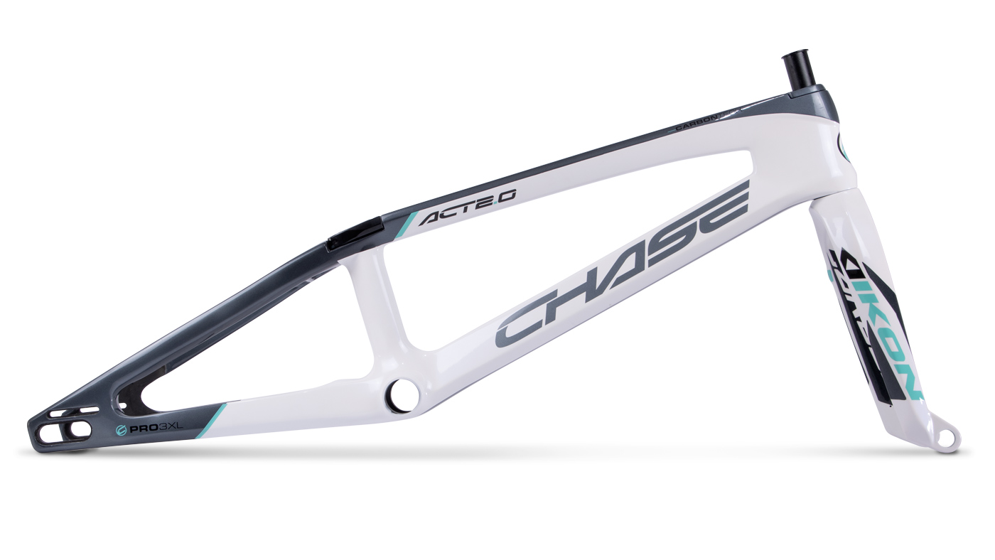 Chase ACT 2.0 Carbon BMX Race Frame | White / Silver / Teal - Afbeelding 2